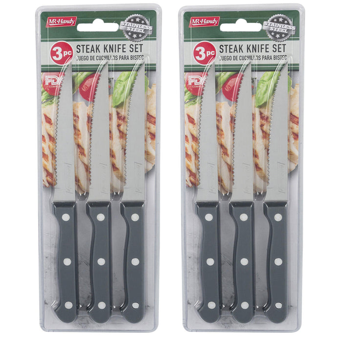 6 Piece Stainless Knife Set Professional Serrated Steak Knives Kitchen Tools USA