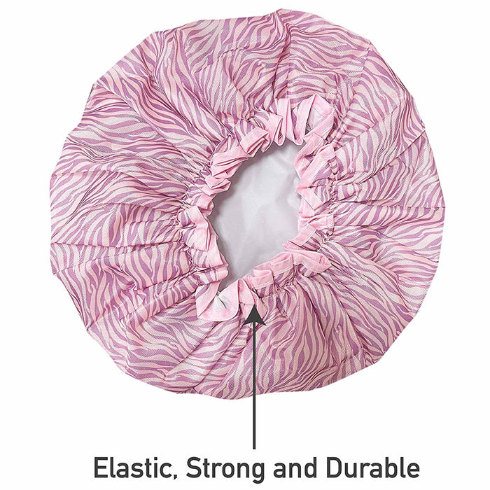 Womens Luxury Shower Cap Waterproof Mold Resistant Reusable Fashion Elastic Band