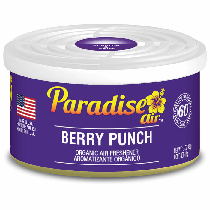 4 Pc Paradise Organic Air Freshener Berry Punch Scent Fiber Can Home Car Aroma