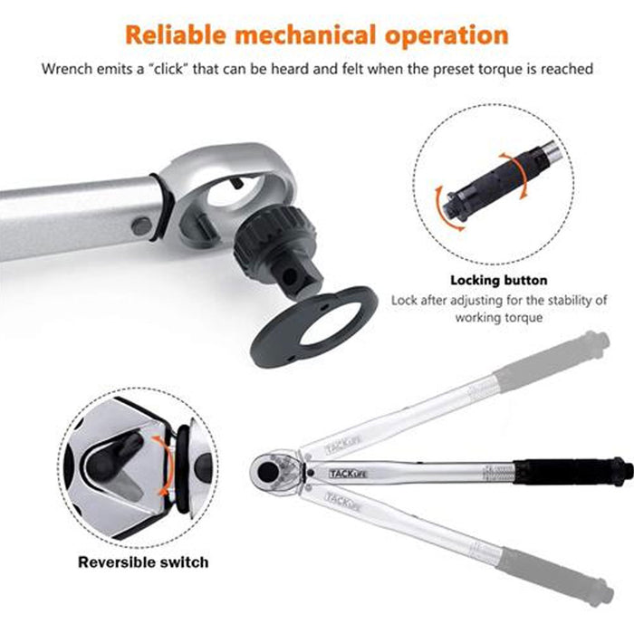 3 Pc 3/8'' Drive Click Torque Wrench Set Tools Scale 10-80 FT LB 13.6-108.5 Nm