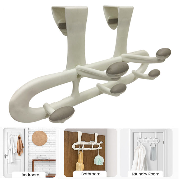 1 Over The Door Hooks 5 Heavy Duty Coat Rack Plastic Coat Hanger Dorm Bathroom