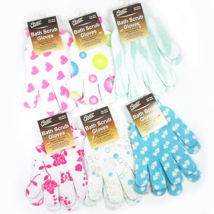 4 Pair Shower Exfoliating Wash Skin Spa Foam Bath Gloves Massage Loofah Scrubber