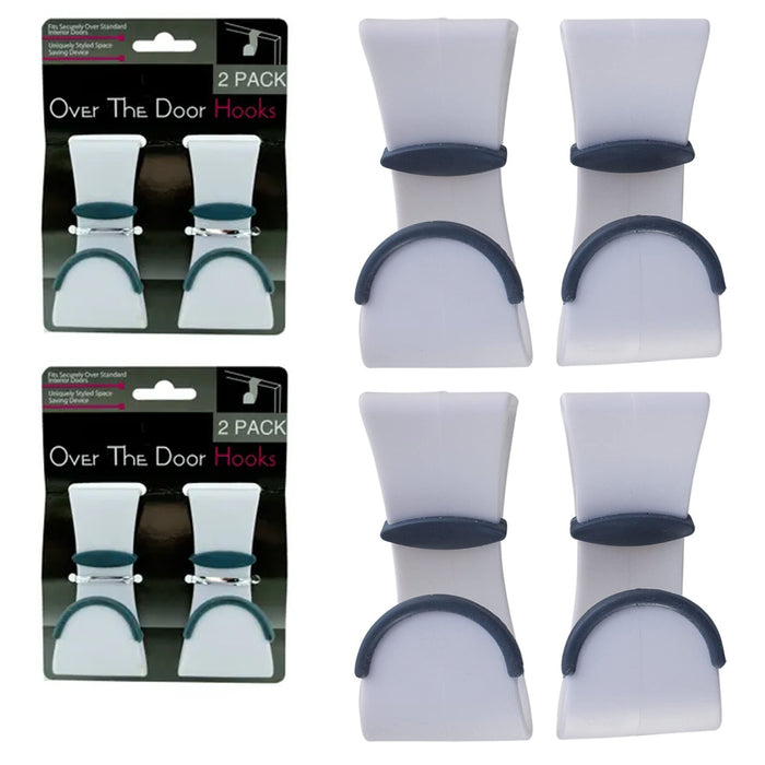 4 Pc Over the Door Hooks Hangers Hanging Purse Bag Towels Coats Rack Space Saver