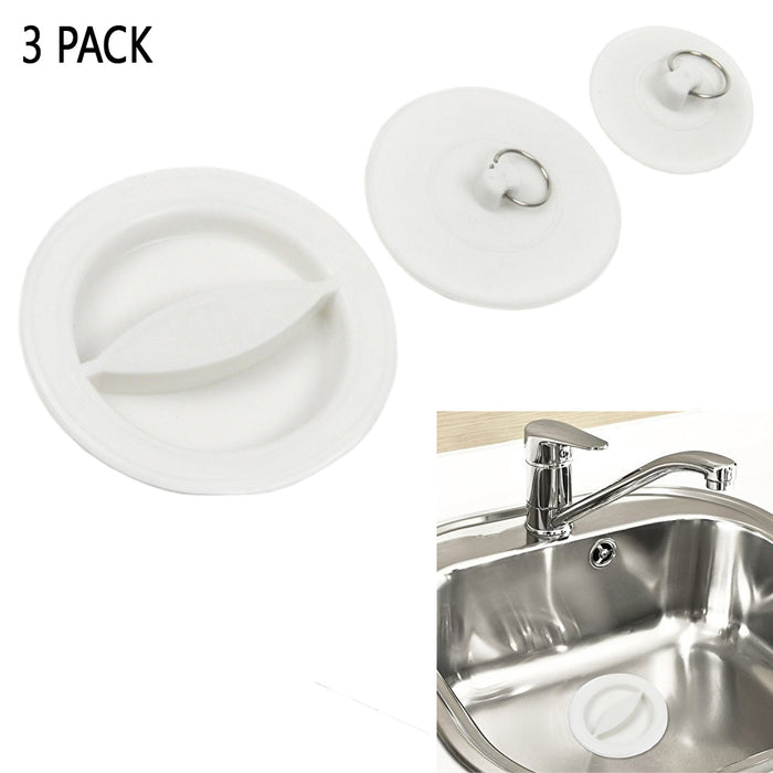 3 Pack Bath Tub Sink Floor Drain Plug Kitchen Water Laundry Stopper Caps Plastic