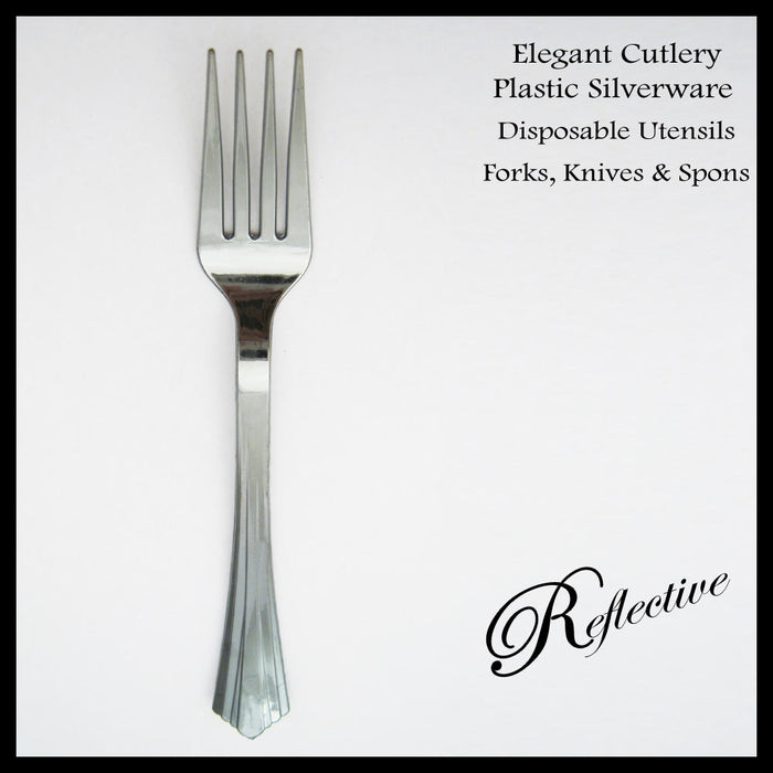 18 Plastic Cutlery Silver Forks Knives Spoons Party Tableware Disposable Elegant