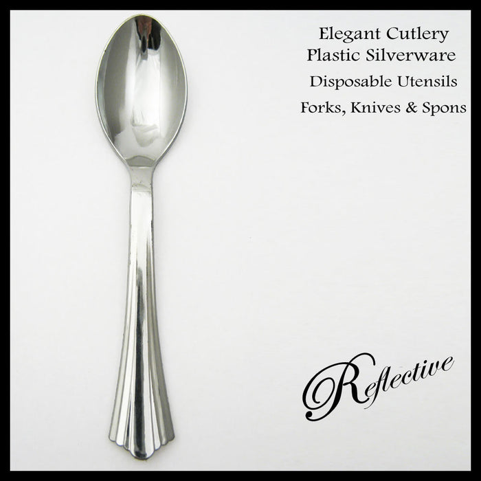 18 Plastic Cutlery Silver Forks Knives Spoons Party Tableware Disposable Elegant