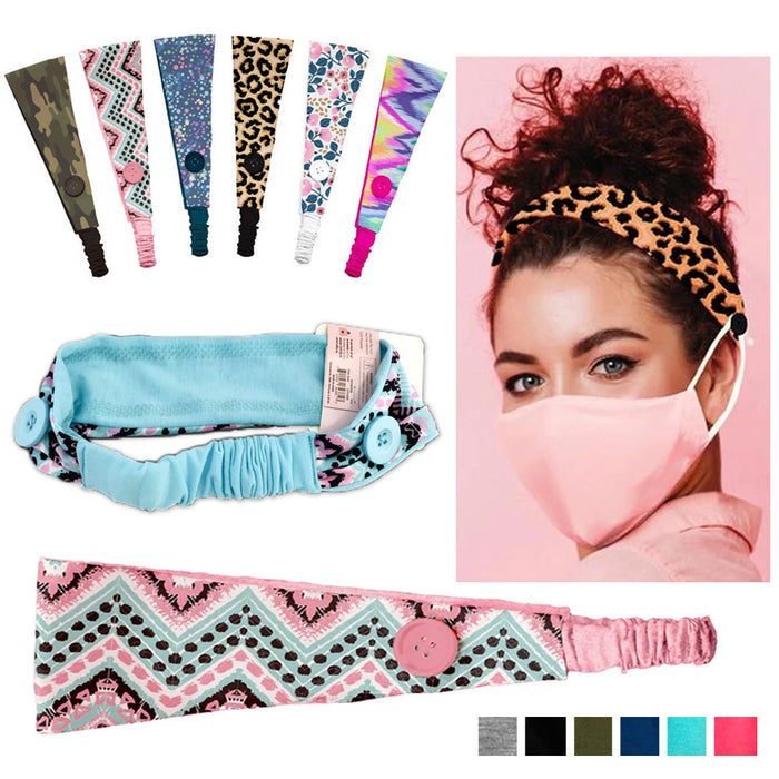 1 Pc MaskMates Button Headband Elastic Hair Band Ear Saver Cover Assorted Colors