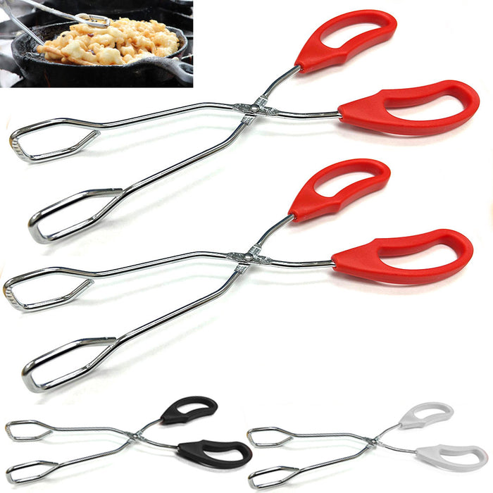 2PC 10in Stainless Steel Kitchen Scissor Tongs Non Slip Grip BBQ Grill Cook