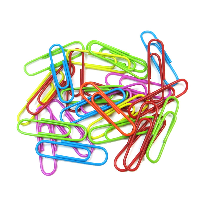 200 Paper Clips 33mm Vinyl Coated Assorted Colors Crafts Home School Office New