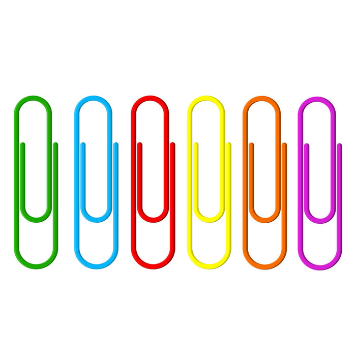 200 Paper Clips 33mm Vinyl Coated Assorted Colors Crafts Home School Office New
