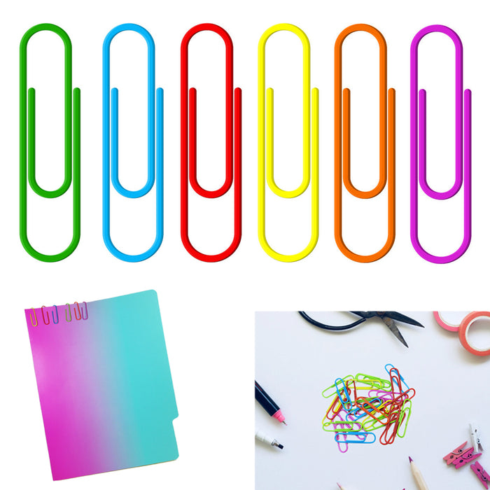 1000 Paper Clips 33mm Vinyl Coated Assorted Colors Crafts Home School Office Lot