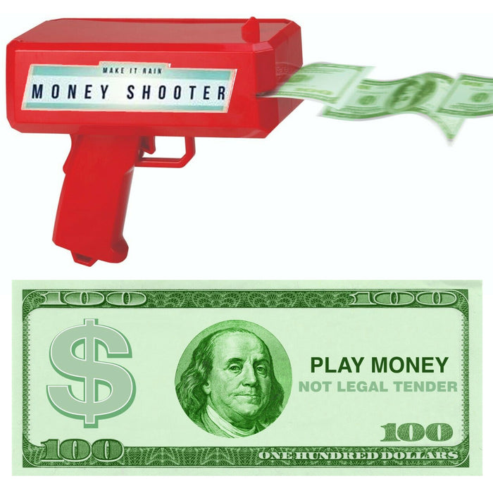 1 Money Shooter Make It Rain Machine Party Gun Shoots Out Dollar Bills Cash Toy