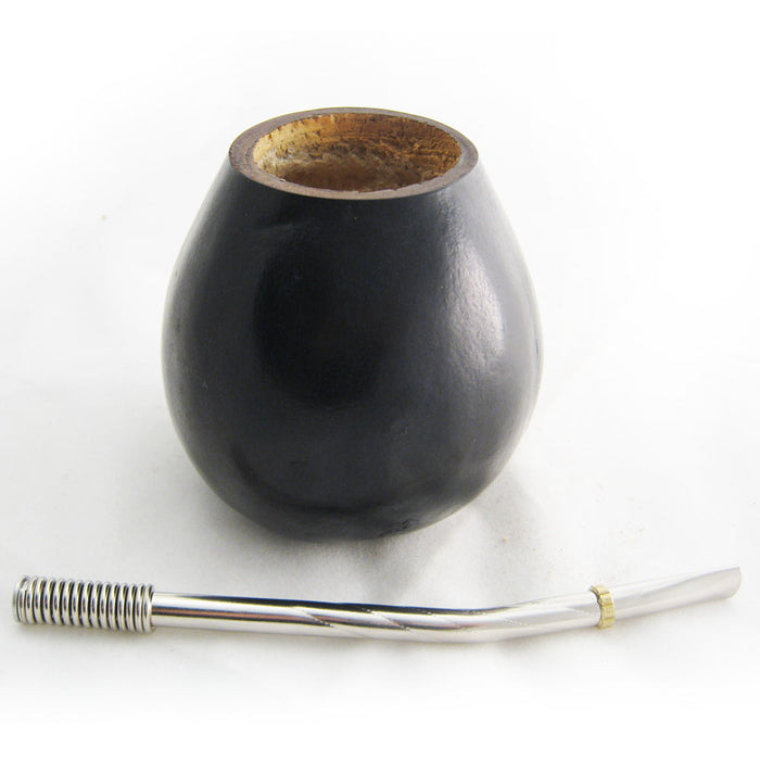 ARGENTINA MATE GOURD YERBA TEA WITH STRAW BOMBILLA KIT ARTISAN HANDMADE NEW 6891