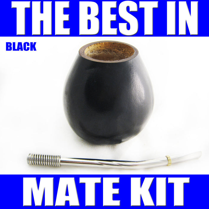 ARGENTINA MATE GOURD YERBA TEA WITH STRAW BOMBILLA KIT ARTISAN HANDMADE NEW 6891