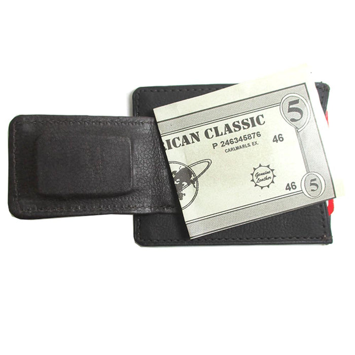 1 Mens Leather Money Clip Slim Front Pocket Magnetic ID Credit Card Wallet Brown