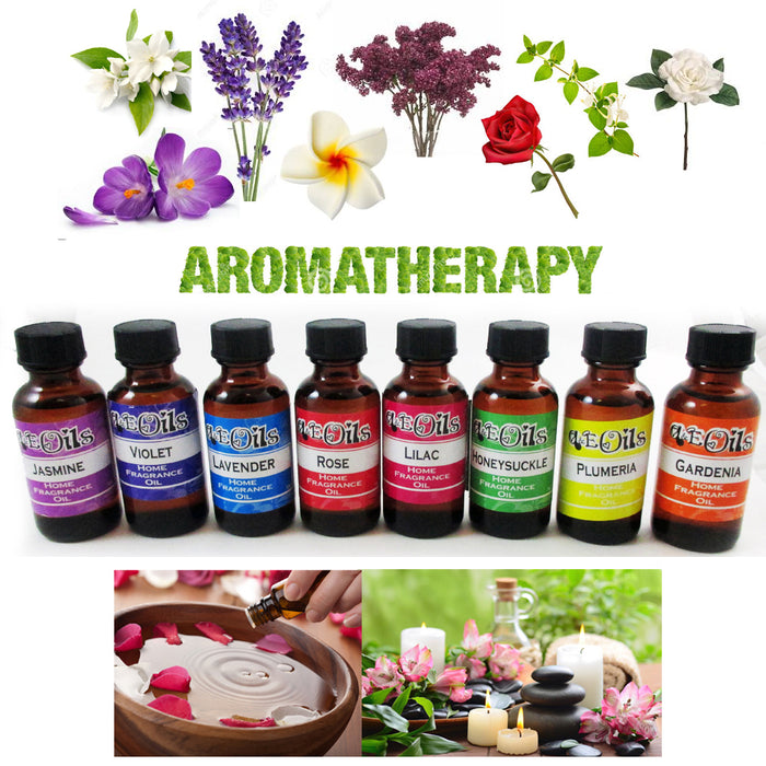 8PC Essential Oils Aromatherapy Therapeutic Natural Fragrances Diffuser Burner