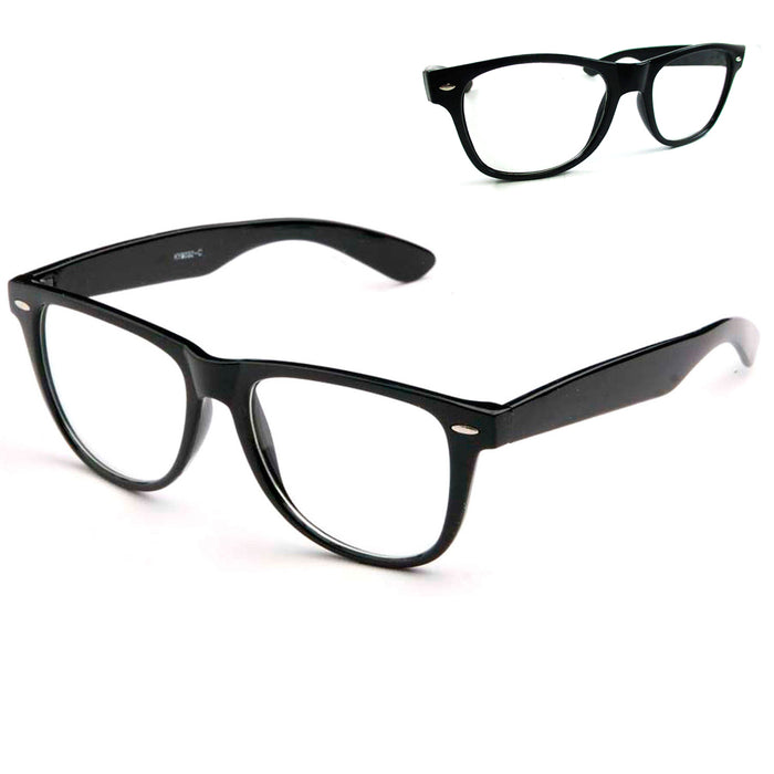 Black Nerdy Geek Old School Clear Lens Horn Rim Eye Glasses Plastic Frame New