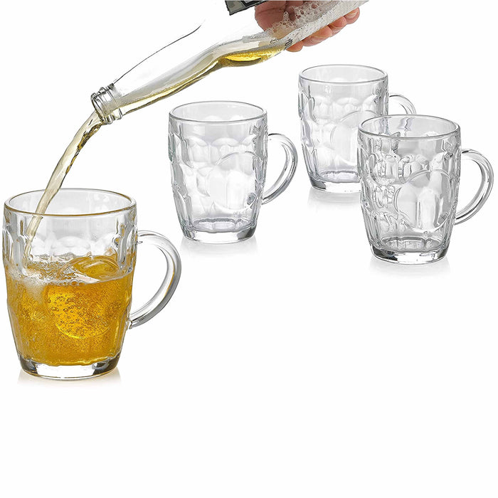 6 Pc Beer Glasses Glass Mug Pilsner Drink Cups Clear Coffee Tea Hot Cold 8.6Oz