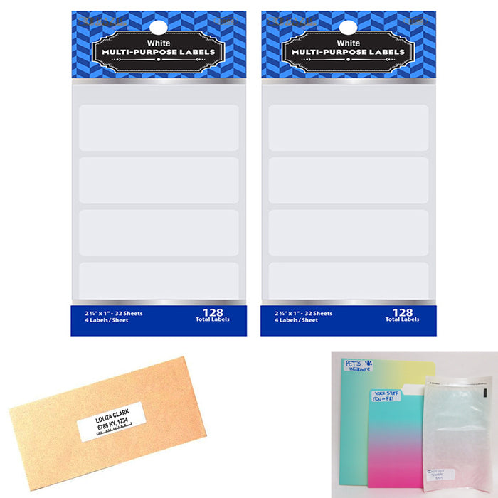 256 Blank Stickers White Labels 2 3/4" X 1" Self Adhesive Crafts Personalize Tag