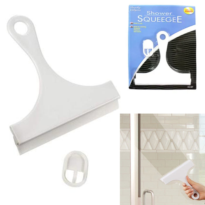 2 Pc Window Shower Squeegee Scraper Wiper Hanging Hook Surface Cleaner Blade