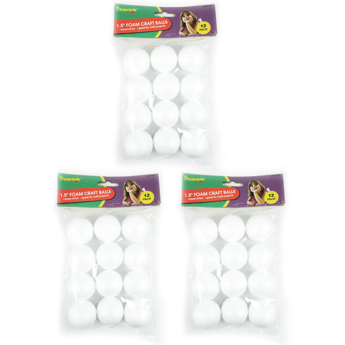 72 Ct Foam Balls 1.5" Round White Polystyrene Foam Sphere Art Craft