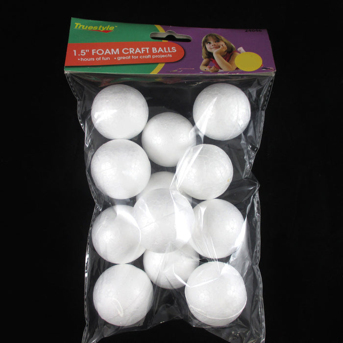 72 Ct Foam Balls 1.5" Round White Polystyrene Foam Sphere Art Craft