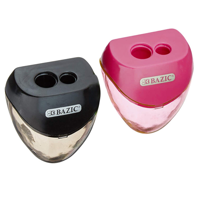2pc Dual Manual Pencil Sharpener Assorted Colors 2- Hole Office Supplies School