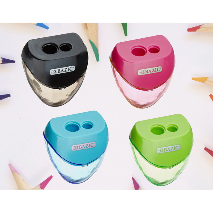 2pc Dual Manual Pencil Sharpener Assorted Colors 2- Hole Office Supplies School