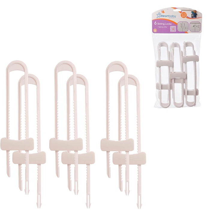 6 Pk Dreambaby U Shaped Cabinet Locks Sliding Extra Long Child Lock for Cabinets