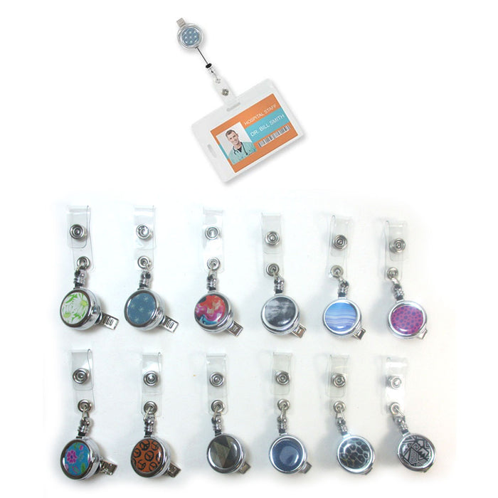 2 Reel Retractable ID Badge Holder Nurse Airline Badge Lanyard Name Tag Key Card
