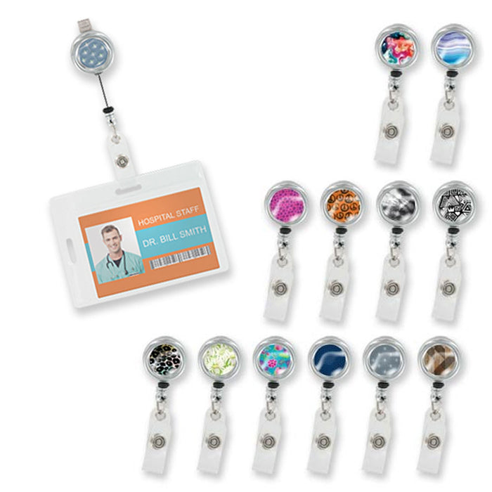 2 Reel Retractable ID Badge Holder Nurse Airline Badge Lanyard Name Tag Key Card
