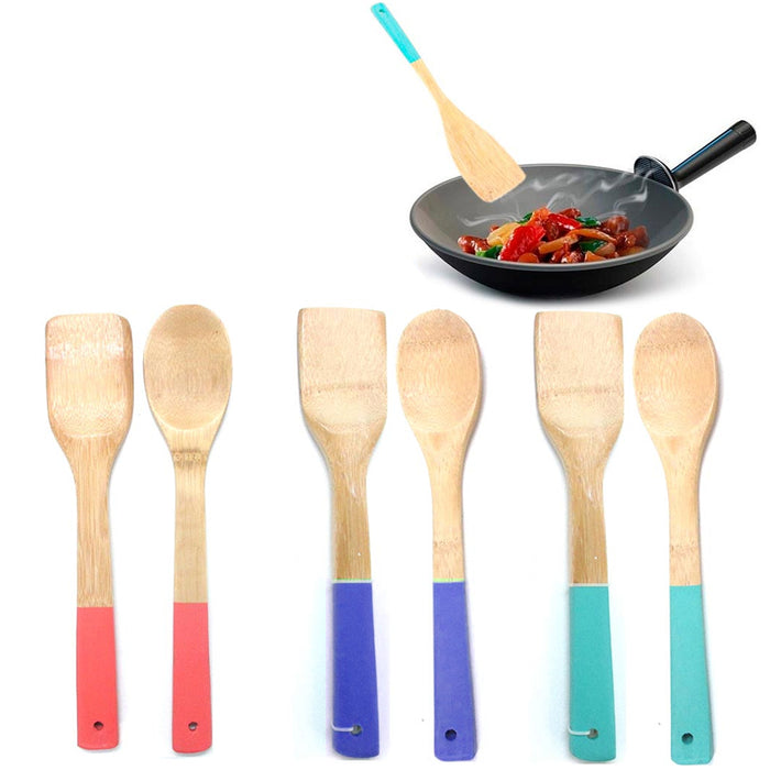 4 Piece Wooden Cooking Utensil Set Bamboo Kitchen Spatula Spoons Tools Wood Kit