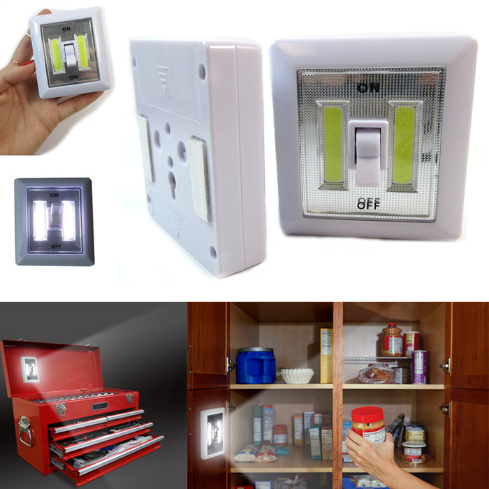 1 COB LED Light Wall Switch Mini Night Super Bright Wireless MultiUse Self Stick