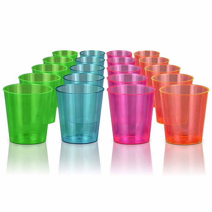 40 Multi Color Shot Glasses Hard Plastic 0.68 Oz 20ml Mini Party Cups Drink Bar