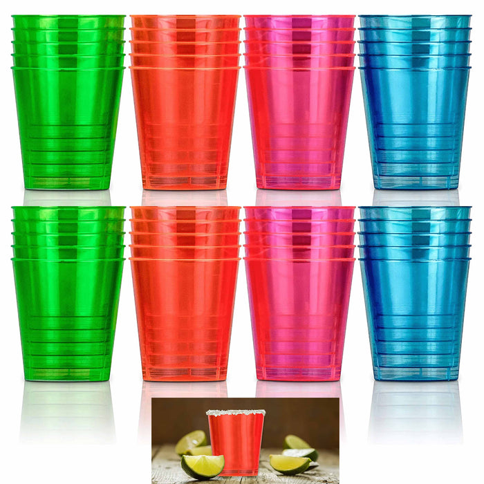 40 Multi Color Shot Glasses Hard Plastic 0.68 Oz 20ml Mini Party Cups Drink Bar