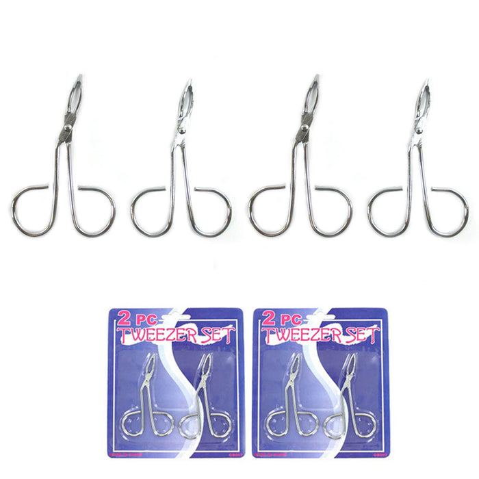 4 Pc Scissor Style Eyebrow Tweezer Set Hair Removal Eye Brow Pluck Makeup Tools
