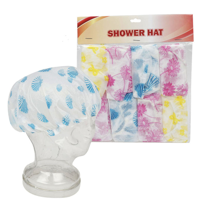 16 Pack Waterproof Shower Caps Elastic Plastic Band Bathing Salon Thick Hair Cap