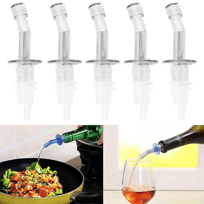 4 Pc Liquor Spirit Pourer Free Flow Oil Wine Bottle Pour Spout Stopper Plastic