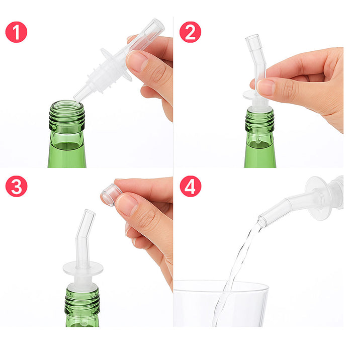8 Pcs Bottle Pourer Pour Spout Stopper Dispenser Liquor Flow Olive Wine Oil Set