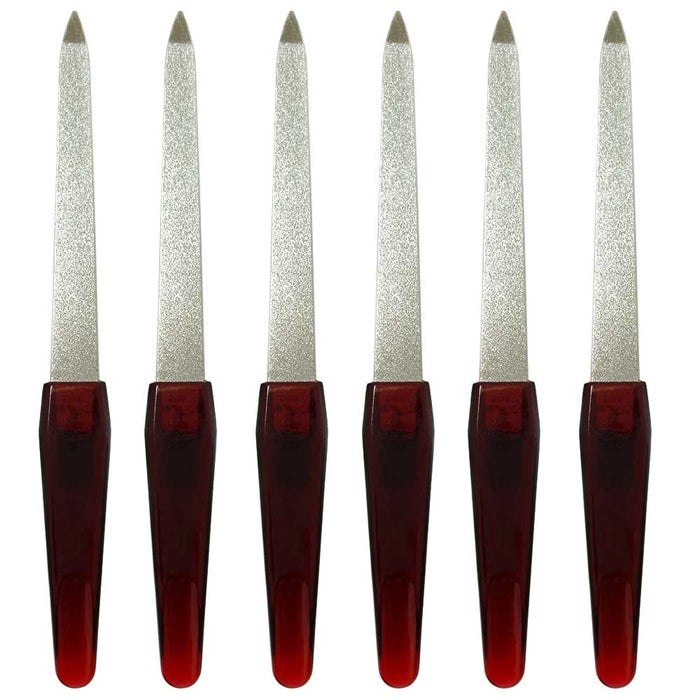 6 Pc Sapphire Nail Files Metal Stainless Steel Dual Sided Manicure Emery Boards