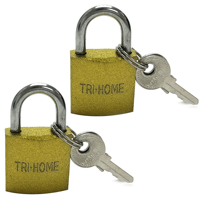 2 Small Metal Padlocks Heavy Duty 1" Brass Box Locks Keyed Jewelry 2 Keys 25mm !