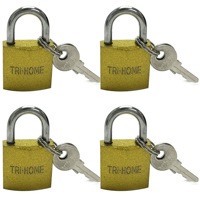 4 Small Heavy Duty Padlocks Keyed High Security Mini Box Lock Brass Steel 25 mm
