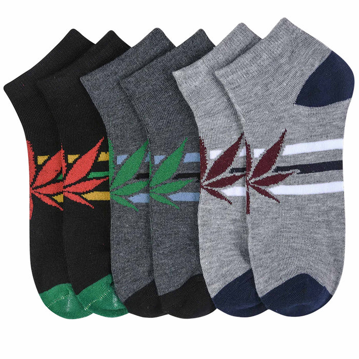 12 Pairs Mens Ankle Socks Rasta Pot Leaf 420 Smokers Crew Low Cut Casual 10-13