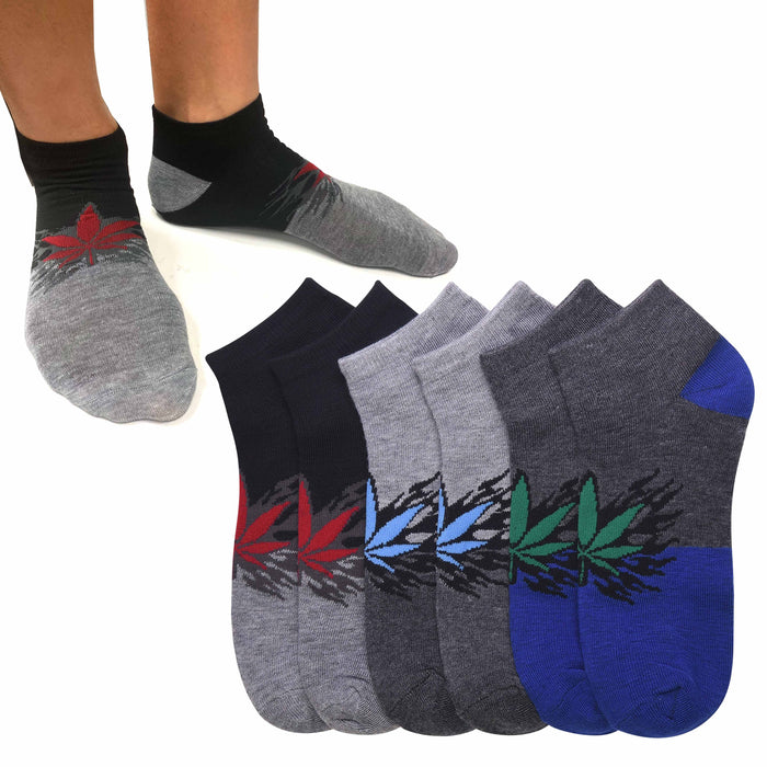 12 Pairs Men Ankle Crew Socks Kush Herb Pot Leaf 420 Low Cut Sports Casual 10-13
