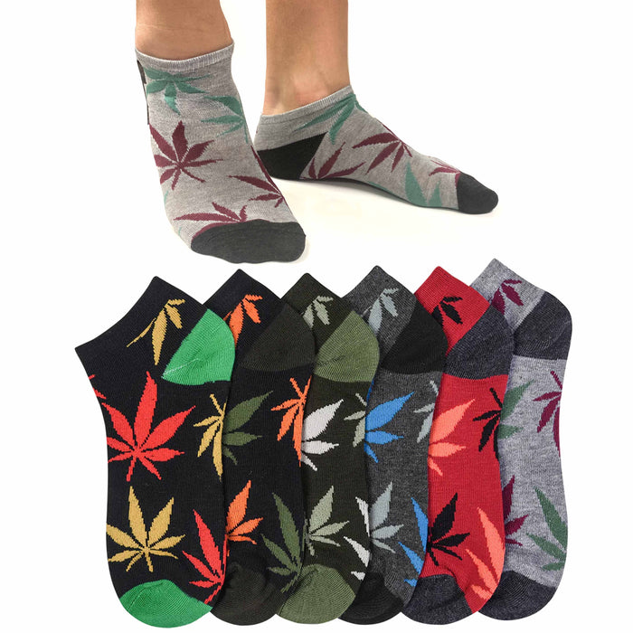 12 Pairs Novelty 420 Gift Socks Smoker Leaf Pot Ankle Casual Low Cut Men 10-13