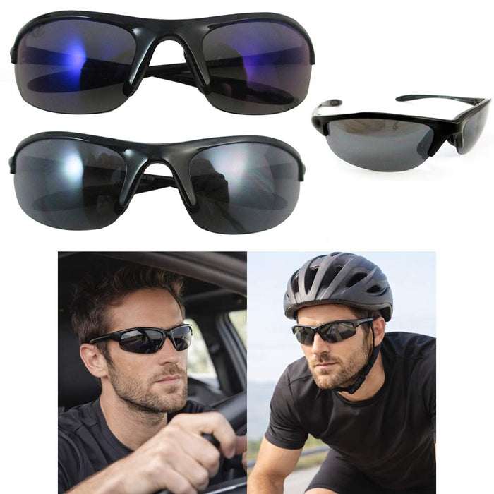2-Pack Sports Cycling Sunglasses UV400 Wrap Around Bike Driving Outdoor Sports Glasses Unisex