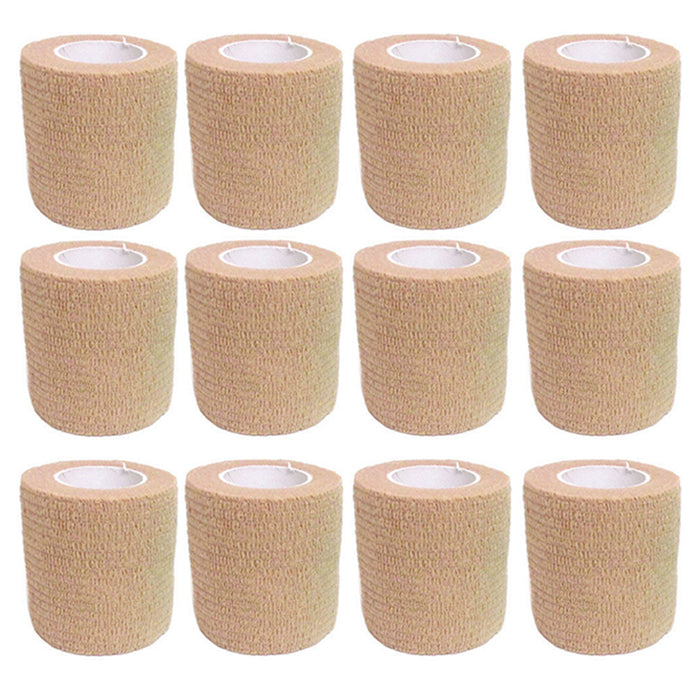 12 Pc Sports Tape Self Adhering Bandages 2" x 2yd Athletic Stretch Wrap Adherent