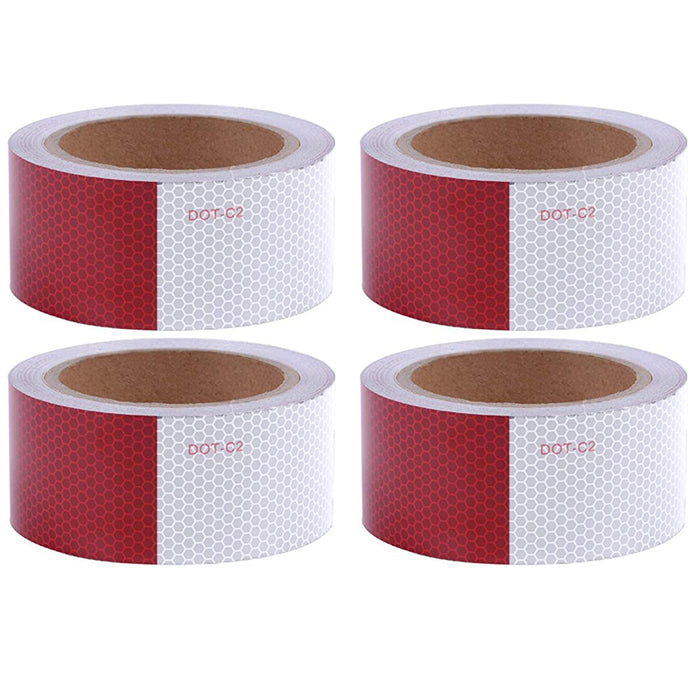 4 Rolls Reflective Tape Dot Conspicuity 2" X 10ft Red White Visibility Adhesive