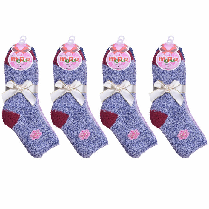 12pr Women Warm Super Soft Plush Slipper Sock Winter Fluffy Microfiber Crew Sock