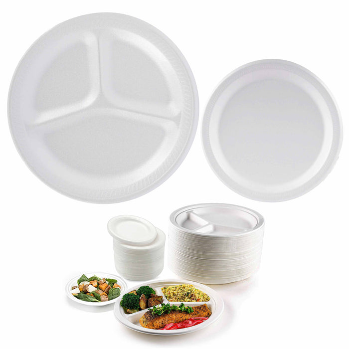 94 Ct Disposable Foam Plates Soak Proof Dinnerware Dessert Tableware 8-7/8" 6"